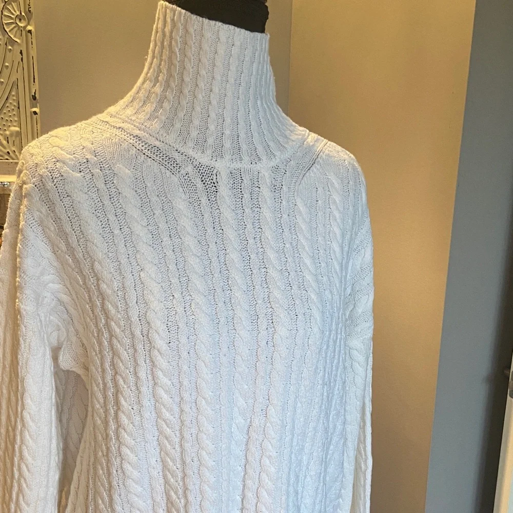 French Connection Ivory Cable Knit Turtleneck Sweater - Picture 2 of 6